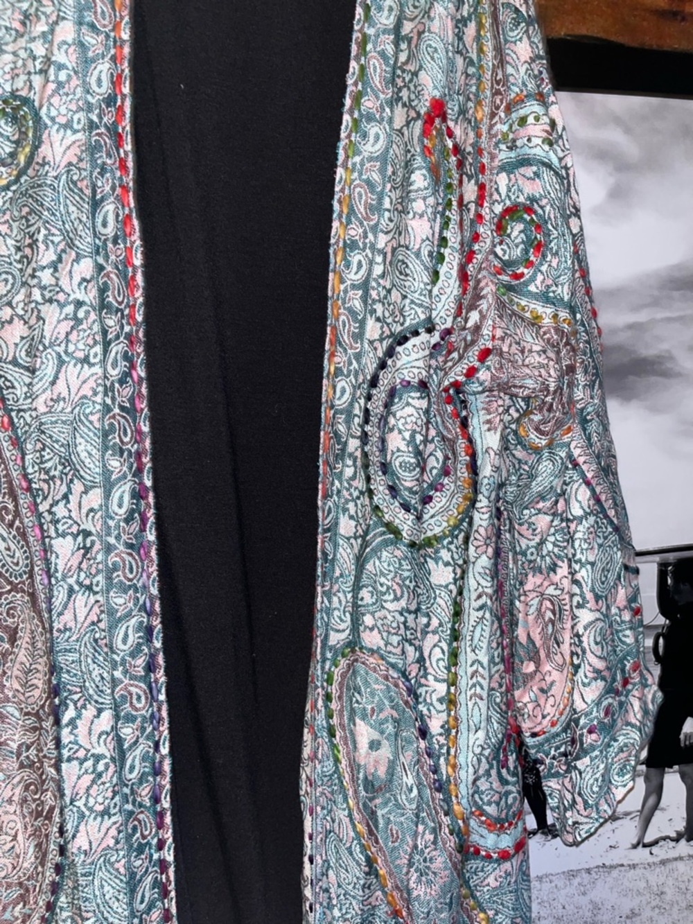 Raj Multicolor Paisley Duster Thick Hand Stitching D5 - Picture 3 of 5
